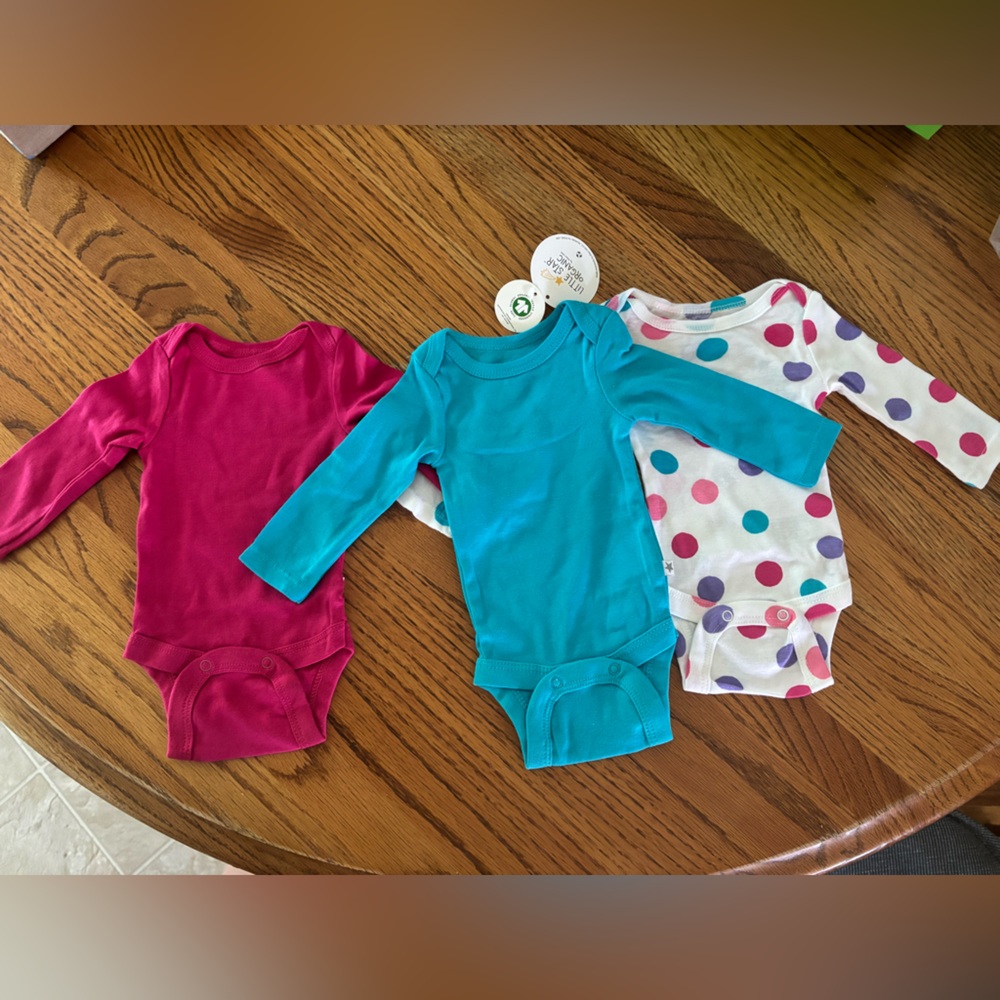 3 NEW organic newborn baby onesies